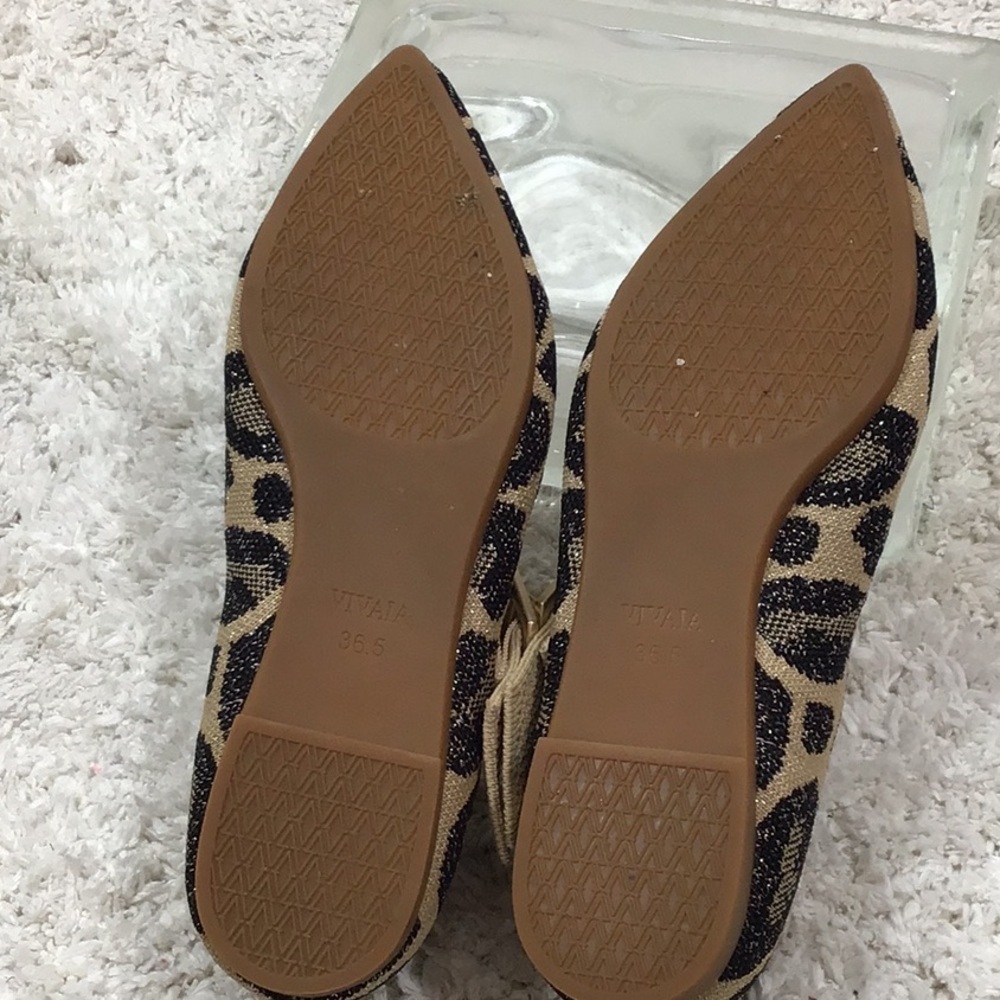 Vivaia metallic gold leopard Maria knit Mary Jane flats 36.5 - Picture 9 of 14